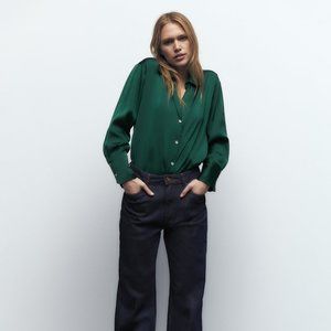 NWT Zara Flowy Satin Effect Shirt